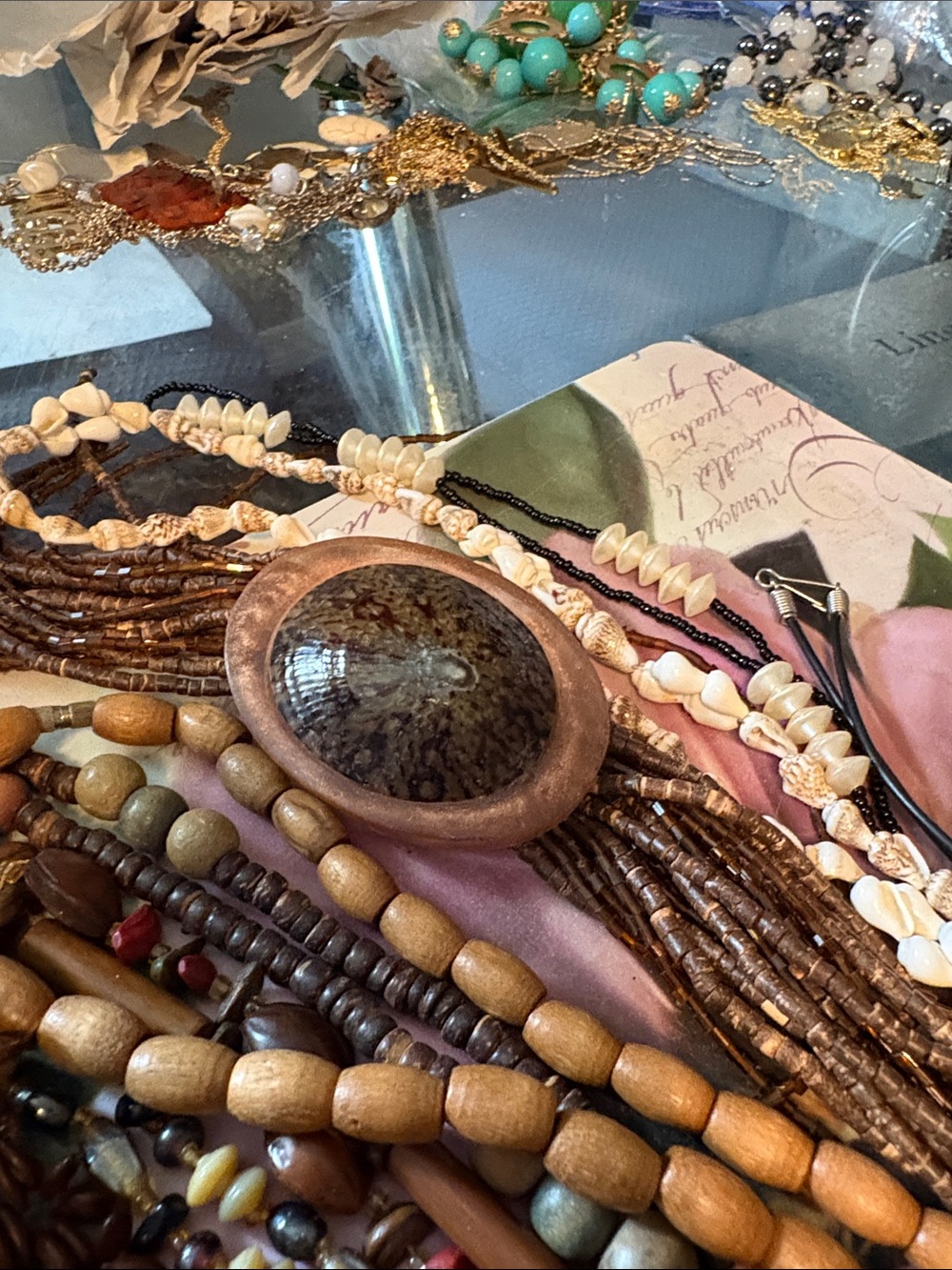 Bohemian Mixed Wood and Bead Layered Necklace ,Ethnic Boho necklaces, bracelets - Picture 9 of 13